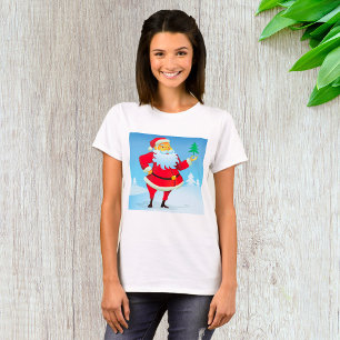 Whimsical Santa Claus with Mini Christmas Tree  T-Shirt