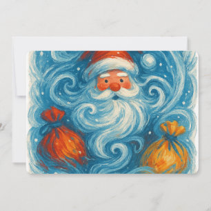 Whimsical Santa in a Swirling Winter Storm Invitation