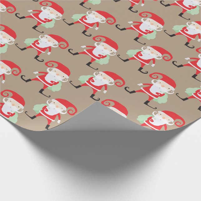 Whimsical Santa Pattern Wrapping Paper (Corner)