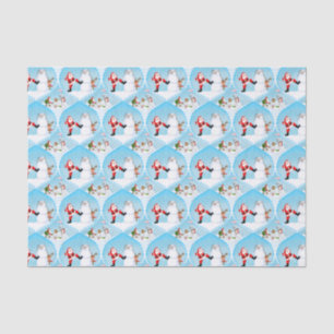 Whimsical Santa Playing Golf, Snowman And Reindeer Tissue Paper