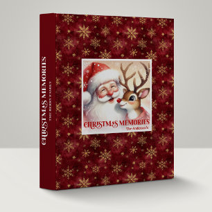 Whimsical Santa Rudolph Christmas Memory Album Binder