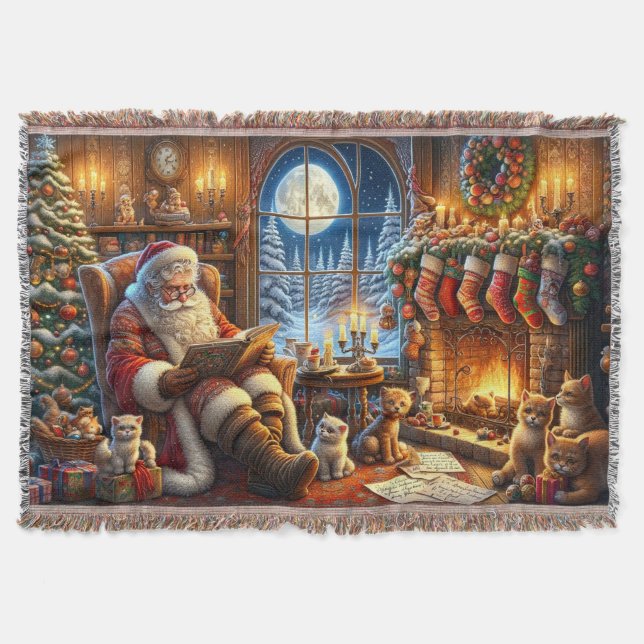 Whimsical Santa Throw Blanket (Front)