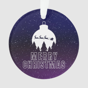 Whimsical Santa's Sleigh and Midnight view Ornament