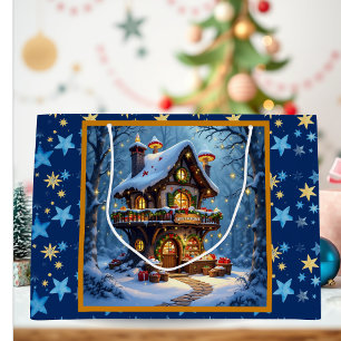 Whimsical Santa's Workshop Christmas Personalized Large Gift Bag