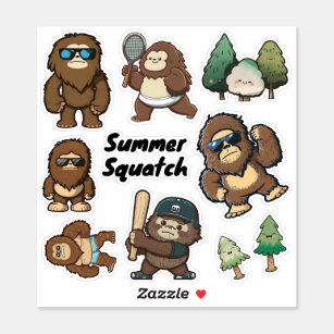 Whimsical Sasquatch Stickers, Bigfoot Decals