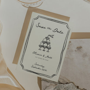 Whimsical Save The Date Champagne Tower Invitation