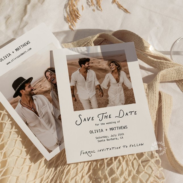 Whimsical Save the Date Photo Minimalist  Invitation (whimsical save the date, photo save the date, minimalist wedding invitation, modern wedding statione)