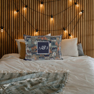 Whimsical Scandinavian Village Monogram Pillowcase
