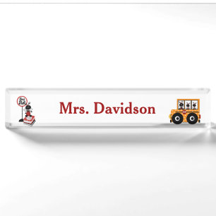 Whimsical School Bus Teacher's Desk Nameplate