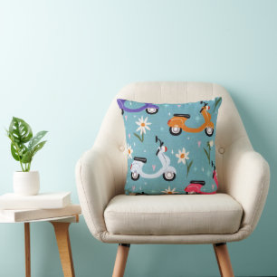 Whimsical Scooter Throw Pillow