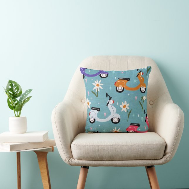 Whimsical Scooter Throw Pillow (Chair)