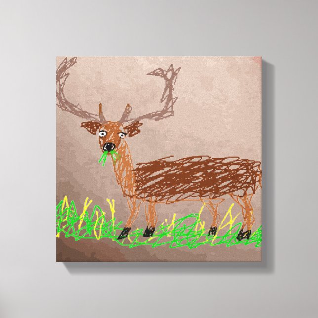 Whimsical Scribble Deer Wall Art (Front)