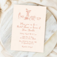 Whimsical Scribble Doodle Hand Drawn Bridal Shower