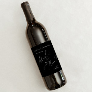 Whimsical Script Black Maid Of Honour Proposal Wine Label