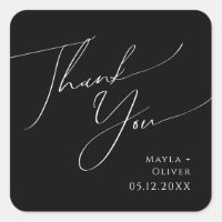 Whimsical Script | Black Thank You Wedding Favour