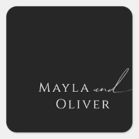 Whimsical Script | Black Wedding Envelope Seals