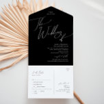 Whimsical Script | Black Wedding Of Seal and Send All In One Invitation<br><div class="desc">This whimsical script | black wedding of seal and send all in one invitation is perfect for your classic simple black and white minimal modern boho wedding. The design features elegant, delicate, and romantic handwritten calligraphy lettering with formal shabby chic typography. The look will go well with any wedding season:...</div>