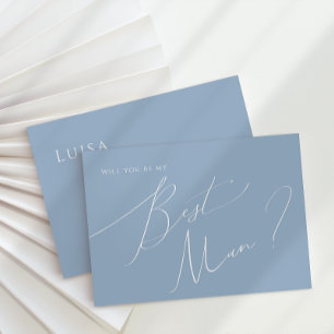 Whimsical Script   Blue Best Man Proposal Card