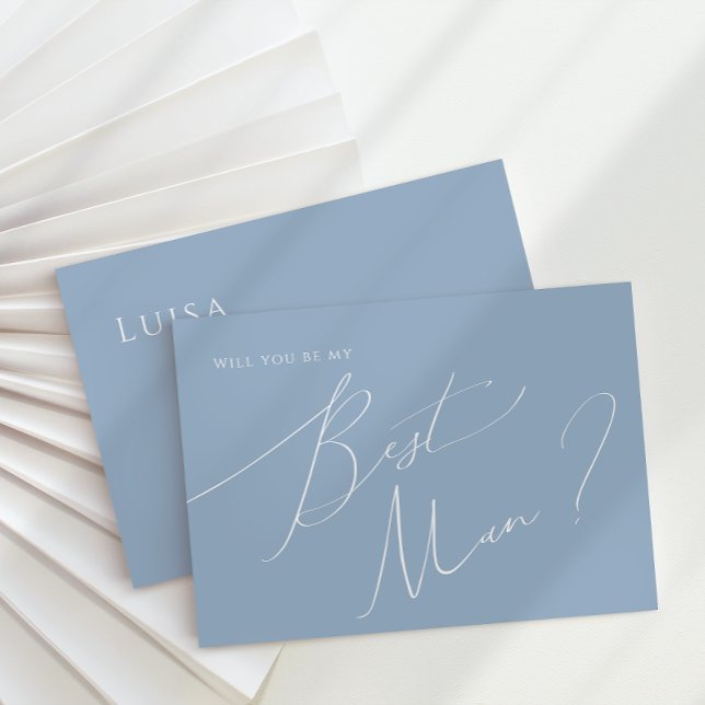 Whimsical Script | Blue Best Man Proposal Card (Creator Uploaded)