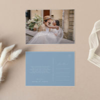 Whimsical Script | Blue Horizontal Photo Thank You