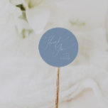 Whimsical Script | Blue Thank You Wedding Favour Classic Round Sticker<br><div class="desc">Introducing our stunning whimsical script | blue thank you wedding favour classic round sticker perfect for your simple modern boho spring celebration. Our elegant design includes a vibrant bright, pastel colour palette with a vintage chic calligraphy script. Whether you prefer a minimalist or classic style, our unique editable product offers...</div>