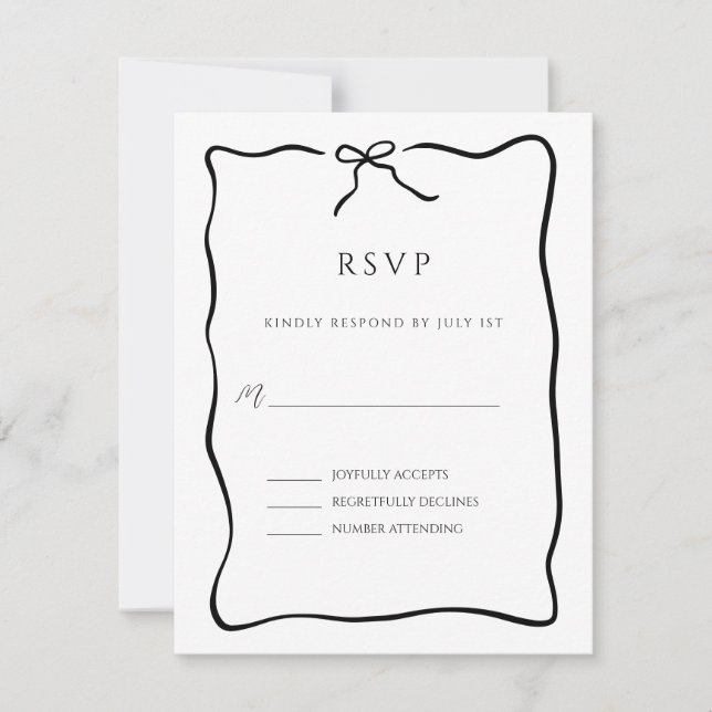 Whimsical Script Border Wedding RSVP Card (Front)