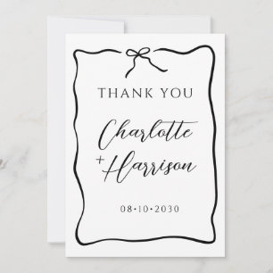 Whimsical Script Border Wedding Thank You Card
