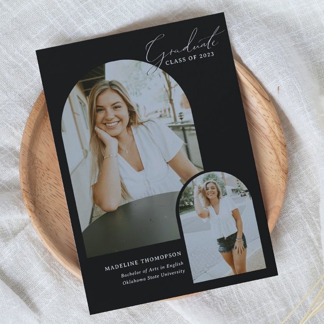 Whimsical Script Calligraphy Arch Photo Graduation Announcement (Creator Uploaded)