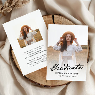 Whimsical Script Chic Two Photo Graduation Announcement