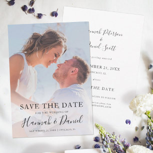 Whimsical Script Custom Photo Save the Date Card