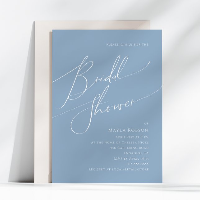 Whimsical Script | Dusty Blue Bridal Shower Invitation (Creator Uploaded)