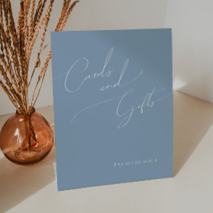 Whimsical Script   Dusty Blue Cards and Gifts Pedestal Sign