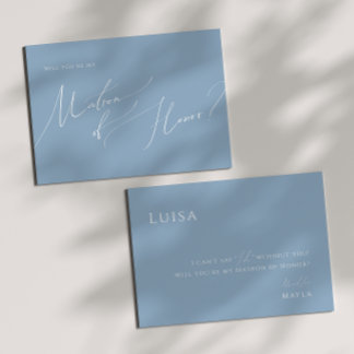 Whimsical Script | Dusty Blue Matron of Honour Car Invitation