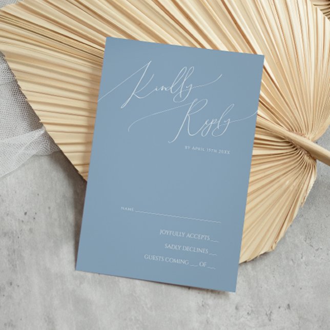 Whimsical Script | Dusty Blue RSVP Card (Creator Uploaded)