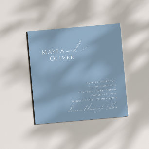 Whimsical Script   Dusty Blue Square Wedding Invitation