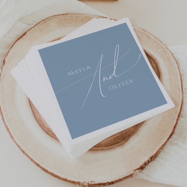 Whimsical Script | Dusty Blue Wedding Napkin (Creator Uploaded)