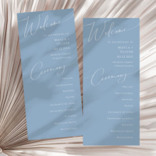 Whimsical Script   Dusty Blue Wedding Program