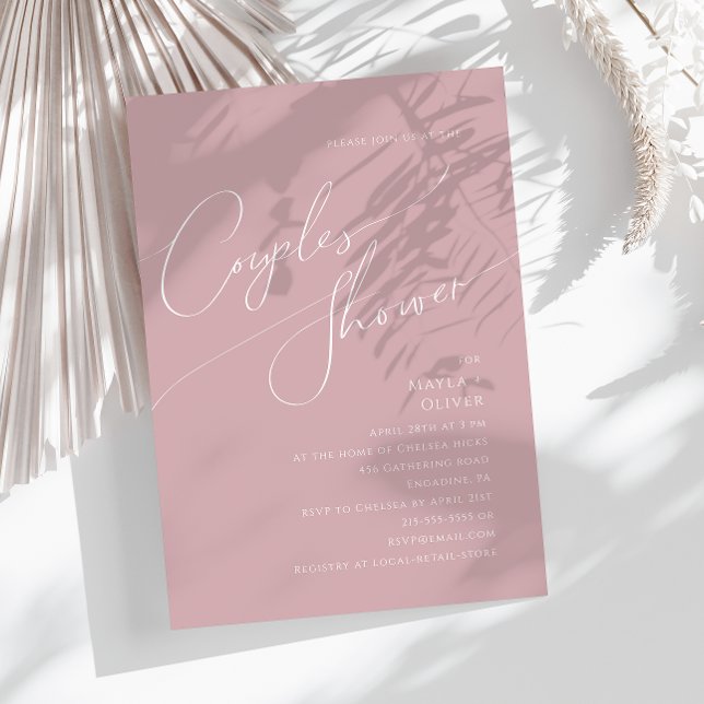 Whimsical Script | Dusty Rose Couples Shower Invitation (Creator Uploaded)