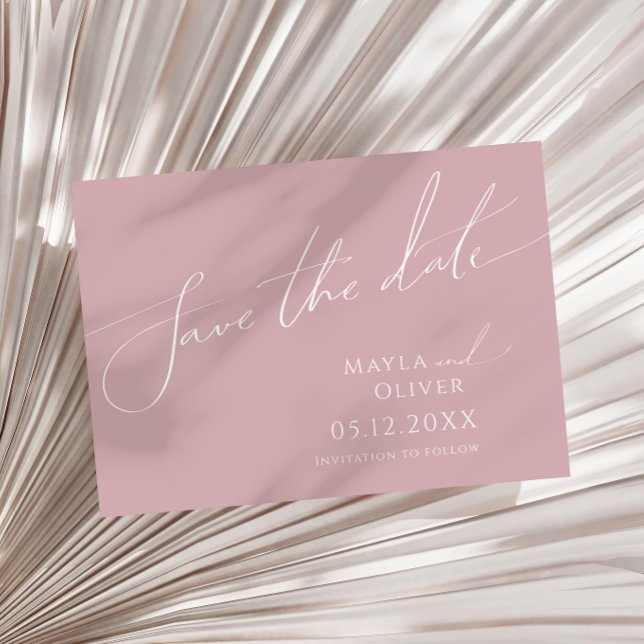 Whimsical Script | Dusty Rose Horizontal Save The Date (Creator Uploaded)