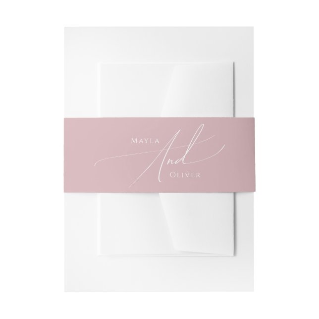 Whimsical Script | Dusty Rose Invitation Belly Band (Front Example)