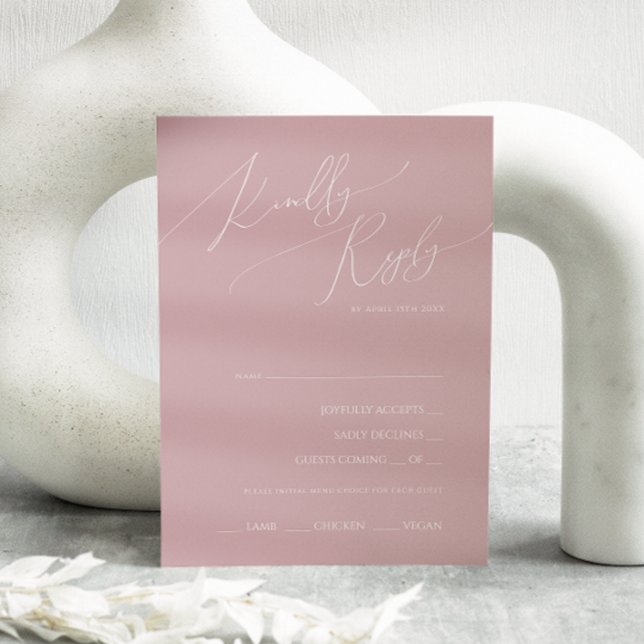 Whimsical Script Dusty Rose Menu Choice RSVP Card (Creator Uploaded)