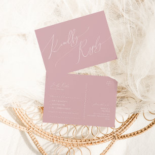 Whimsical Script Dusty Rose Song Request RSVP Postcard