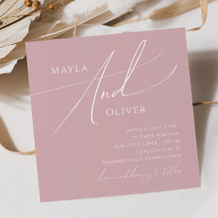 Whimsical Script   Dusty Rose Square Wedding Invitation