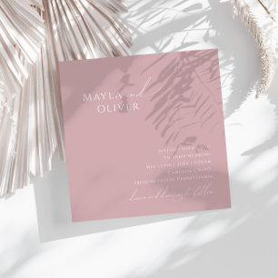 Whimsical Script Dusty Rose Square Wedding Invitation