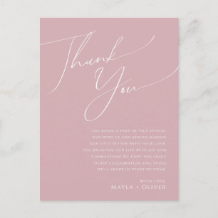 Whimsical Script   Dusty Rose Table Thank You Card