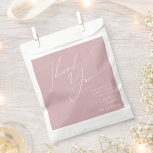 Whimsical Script Dusty Rose Thank You Favour Bag