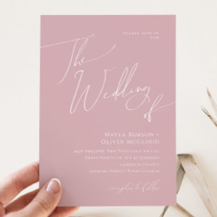 Whimsical Script   Dusty Rose The Wedding Of Invitation