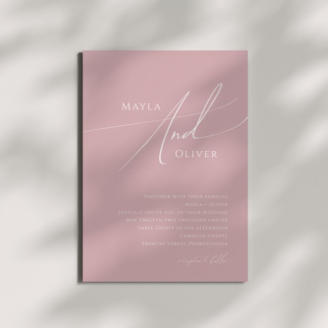 Whimsical Script | Dusty Rose Wedding Invitation (Creator Uploaded)