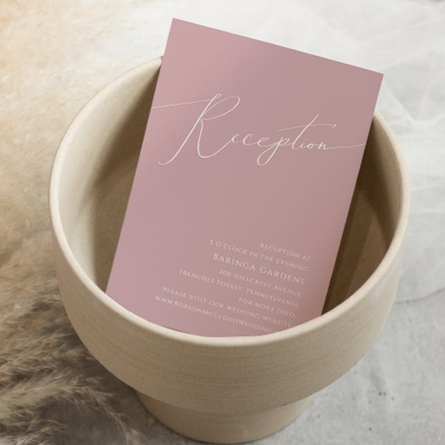  Whimsical Script | Dusty Rose Wedding Reception Enclosure Card (Creator Uploaded)
