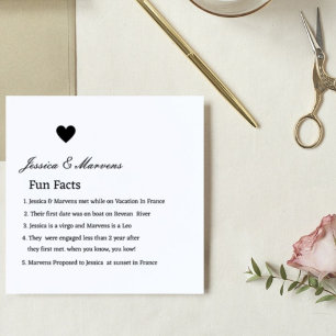 Whimsical Script fun fact wedding napkins